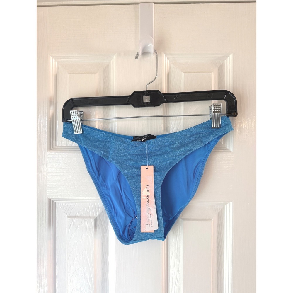 Aqua Blue Sparkle Bikini Bottoms Beach Swimwear Size Small